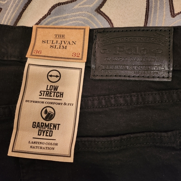 SOLD!! Polo Ralph Lauren Jeans Mens 36x32 Black Denim Sullivan Slim Stretch NWT! - Picture 4 of 12